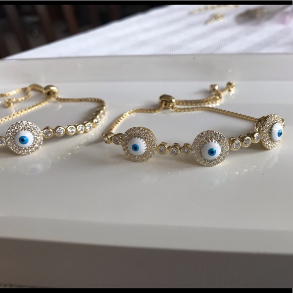 Gold evil eye tennis bracelets - Picture 4 of 6
